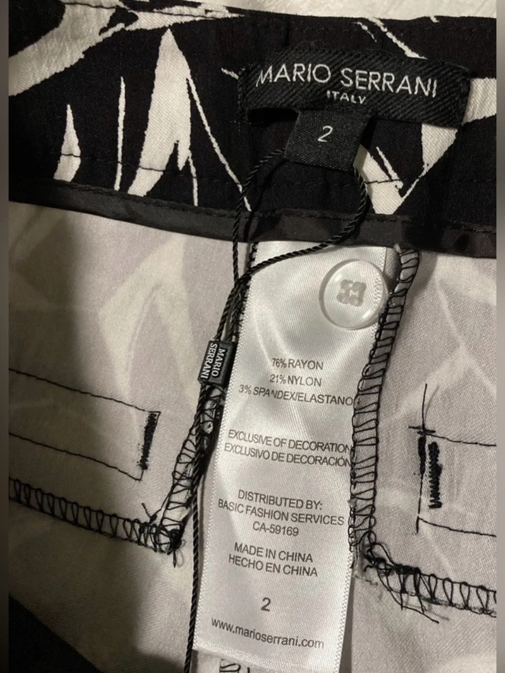 Mario Serrani Black and White Leaf Shorts-2
